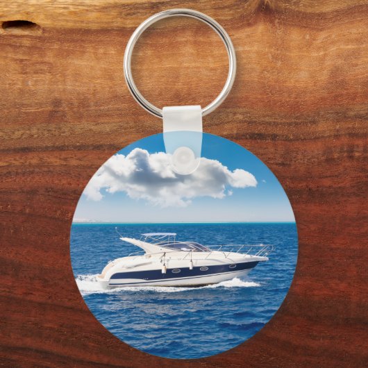 Boat Wheel Helm Stars Kapitein Naam Foto Terug Sleutelhanger (Achterkant)