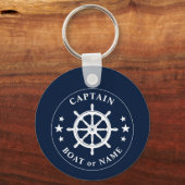 Boat Wheel Helm Stars Kapitein Naam Foto Terug Sleutelhanger (Voorkant)