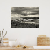 Boat, zwarte zand, Schotland Poster (Keuken)