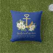 Boater Love Goud Bloemen Anker Buitenkussen (Gras)
