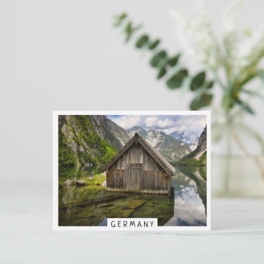 Boathouse in het Obersee-meer in Alpen in Duitslan Briefkaart (Staand voorkant)