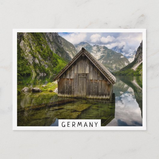 Boathouse in het Obersee-meer in Alpen in Duitslan Briefkaart (Voorkant)