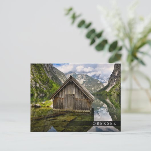 Boathouse in het Obersee-meer in Alpen in Duitslan Briefkaart (Staand voorkant)