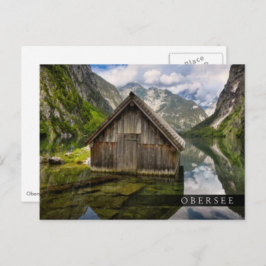 Boathouse in het Obersee-meer in Alpen in Duitslan Briefkaart (Voorkant / Achterkant)