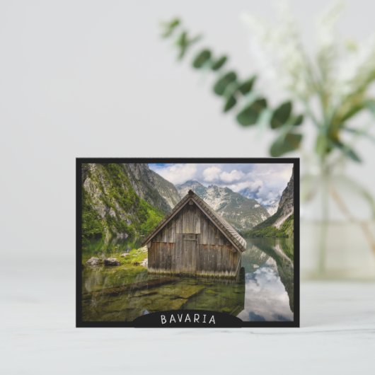 Boathouse in het Obersee-meer in Alpen in Duitslan Briefkaart (Staand voorkant)