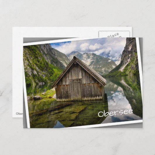 Boathouse in het Obersee-meer in Alpen in Duitslan Briefkaart (Voorkant / Achterkant)
