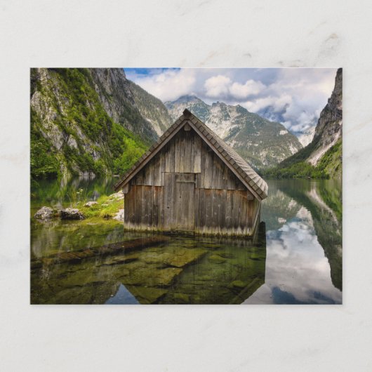 Boathouse in het Obersee-meer in Alpen in Duitslan Briefkaart (Voorkant)
