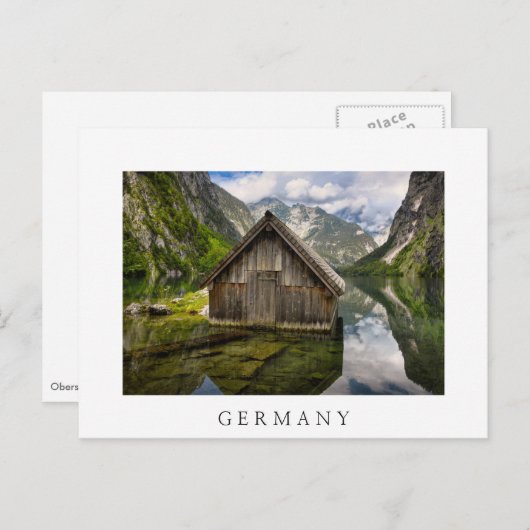 Boathouse in het Obersee-meer in Alpen in Duitslan Briefkaart (Voorkant / Achterkant)