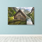 Boathouse in het Obersee-meer in Alpen in Duitslan Canvas Afdruk (Insitu (Houten vloer))