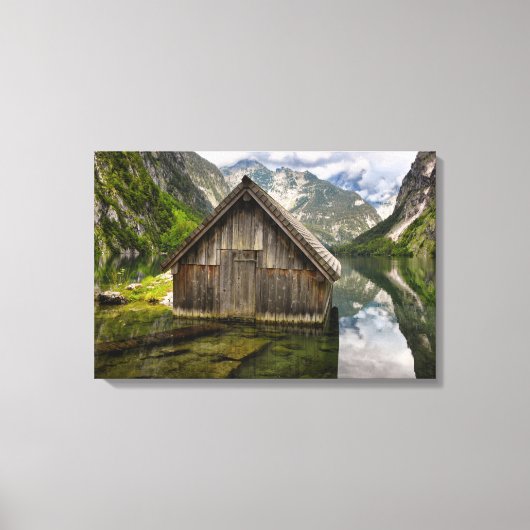 Boathouse in het Obersee-meer in Alpen in Duitslan Canvas Afdruk (Voorkant)