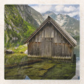 Boathouse in het Obersee-meer in Alpen in Duitslan Glazen Onderzetter (Voorkant)