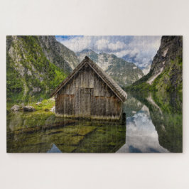 Boathouse in het Obersee-meer in Alpen in Duitslan Legpuzzel