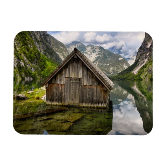 Boathouse in het Obersee-meer in Alpen in Duitslan Magneet (Horizontaal)