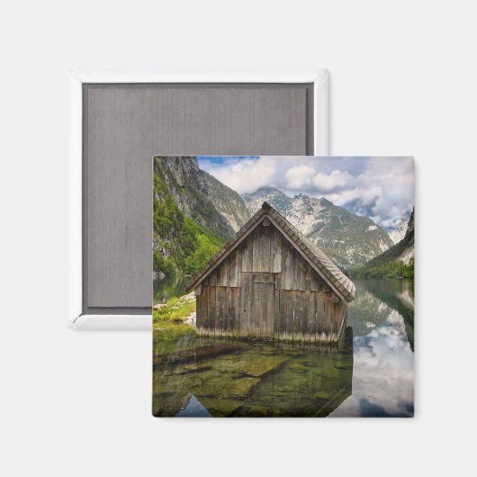 Boathouse in het Obersee-meer in Alpen in Duitslan Magneet (Voorkant / Achterkant)