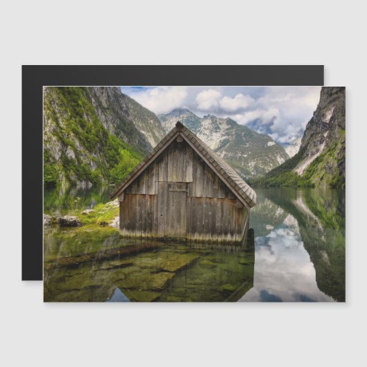 Boathouse in het Obersee-meer in Alpen in Duitslan Magnetische Uitnodiging (Voorkant / Achterkant)
