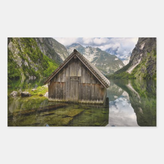 Boathouse in het Obersee-meer in Alpen in Duitslan Rechthoekige Sticker (Voorkant)