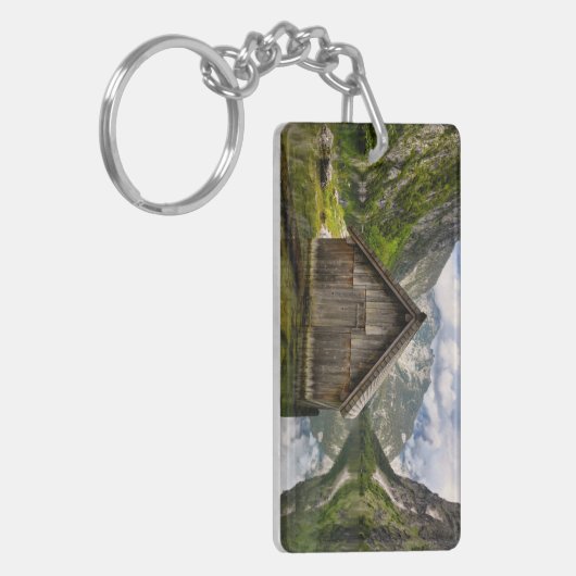 Boathouse in het Obersee-meer in Alpen in Duitslan Sleutelhanger (Voorkant Links)