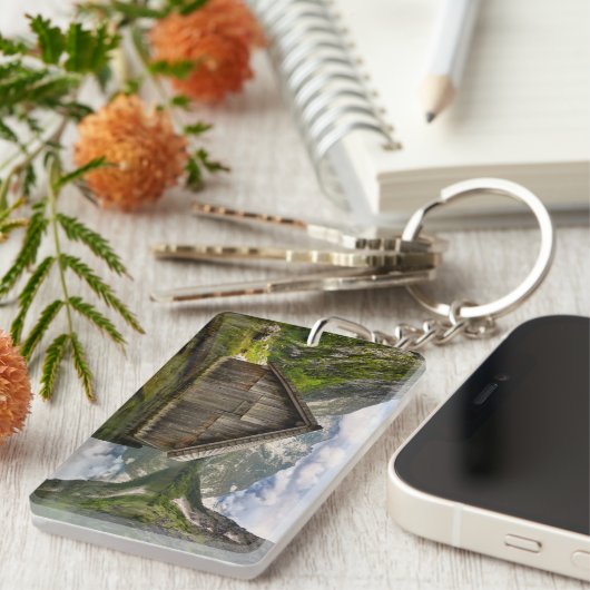Boathouse in het Obersee-meer in Alpen in Duitslan Sleutelhanger (Voorkant Rechts)