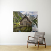 Boathouse in het Obersee-meer in Alpen in Duitslan Wandkleed (In Situ (horizontaal))