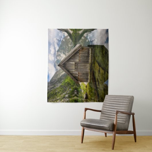 Boathouse in het Obersee-meer in Alpen in Duitslan Wandkleed (In situ)