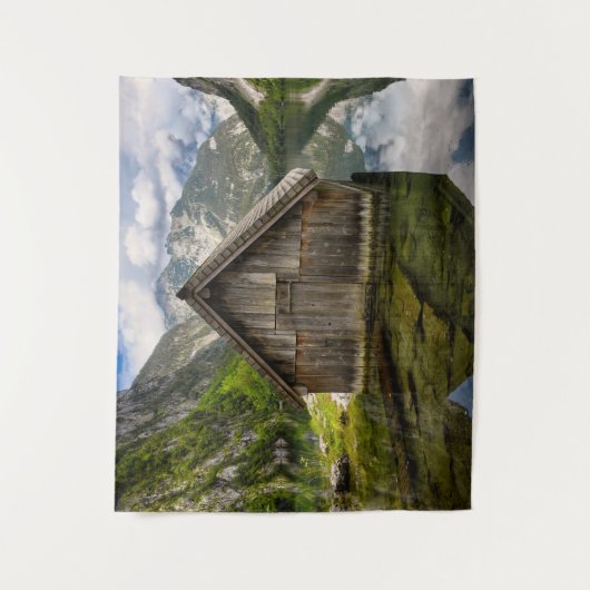 Boathouse in het Obersee-meer in Alpen in Duitslan Wandkleed (Voorkant)