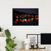 Boathouse Row van Philadelphia met Kerstmis Poster (Thuiskantoor)
