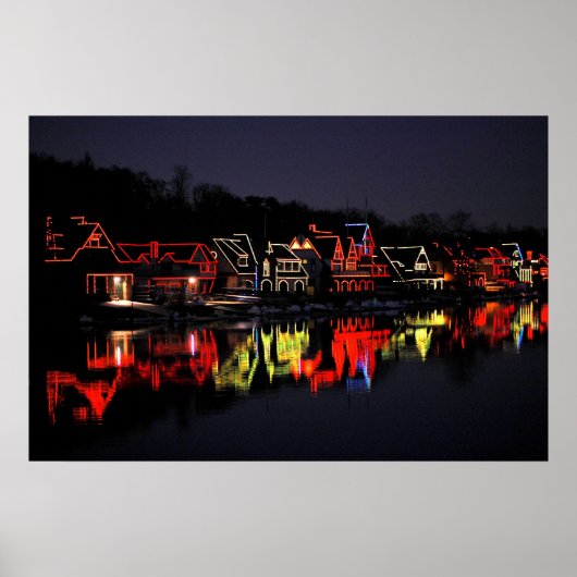 Boathouse Row van Philadelphia met Kerstmis Poster (Voorkant)