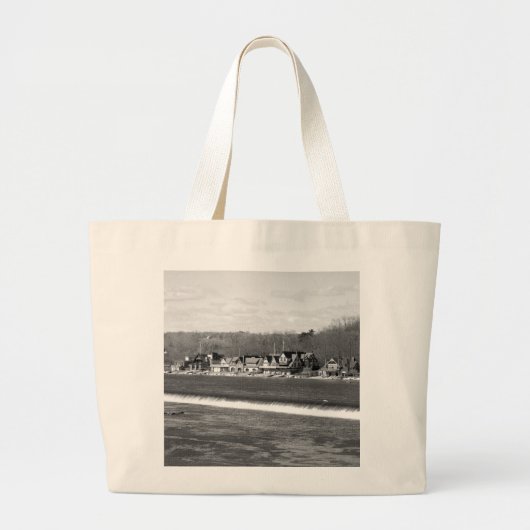 Boathouse Row winter b/w Grote Tote Bag (Voorkant)