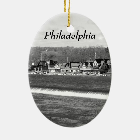 Boathouse Row winter b/w Keramisch Ornament (Achterkant)