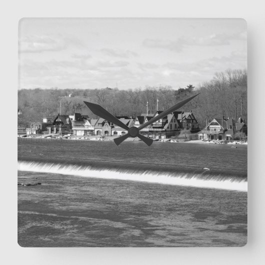 Boathouse Row winter b/w Vierkante Klok (Voorkant)