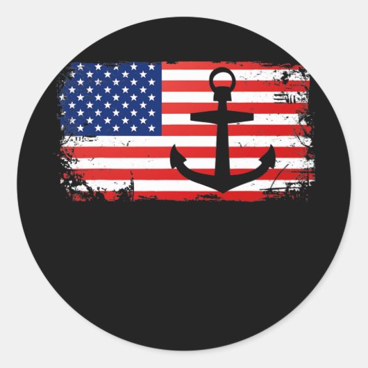 Boating Anchor USA American Flag Boat Lover Ronde Sticker (Voorkant)