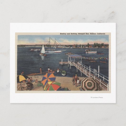 Boating en zwemmen op Newport Bay Briefkaart (Voorkant)