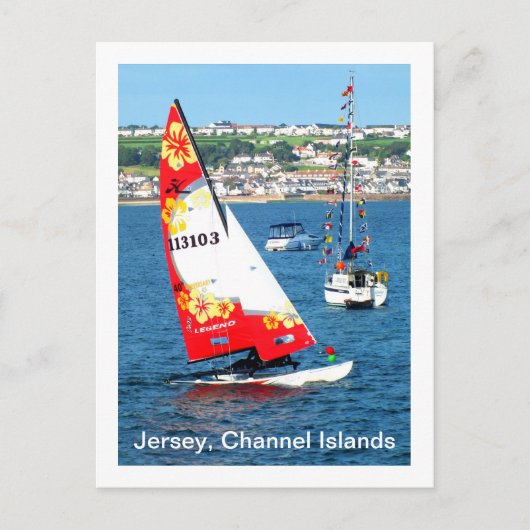 Boating in Jersey, Kanaaleilanden Briefkaart (Voorkant)