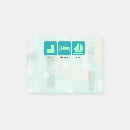 Boating Life - Eat Sleep Sail on Green Background Post-it® Notes (Voorkant)