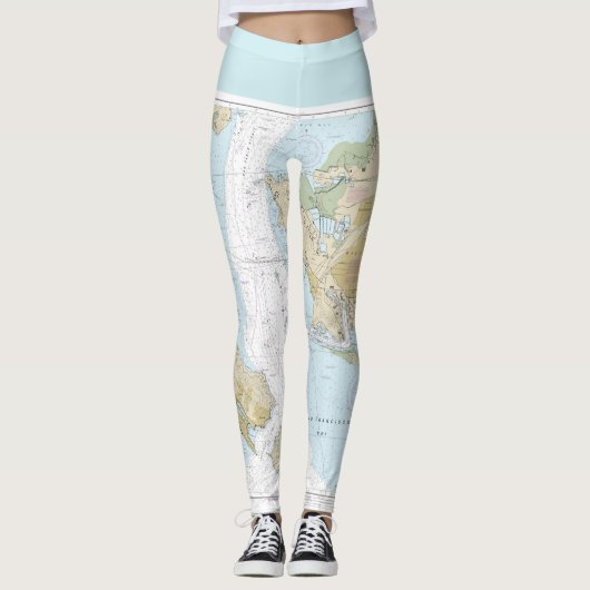 Boating Nautical Chart of San Francisco Bay Leggings (Voorkant)