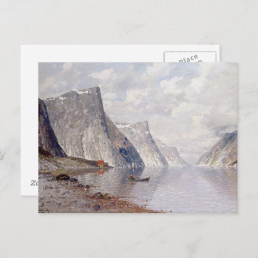Boating op een Noorse Fjord (olie op canvas) Briefkaart (Voorkant / Achterkant)