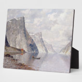 Boating op een Noorse Fjord (olie op canvas) Fotoplaat (Zijkant)