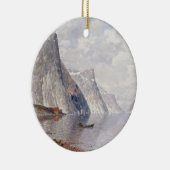 Boating op een Noorse Fjord (olie op canvas) Keramisch Ornament (Rechts)