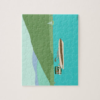 Boating op het meer van George Legpuzzel