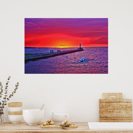 Boating op Sunrise Poster (Keuken)