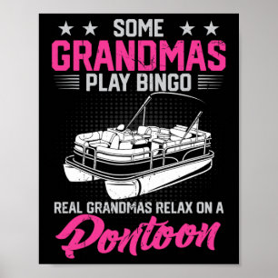 Boating Party Funny Oma's Relax op een ponton Bo Poster