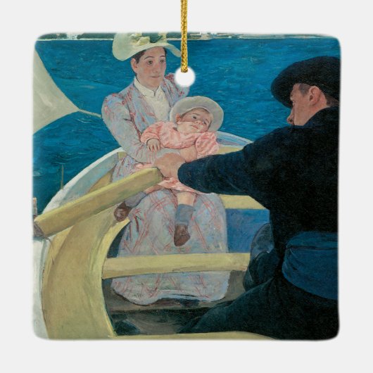 Boating Party van Mary Cassatt,  Fine Art Keramisch Ornament (Achterkant)