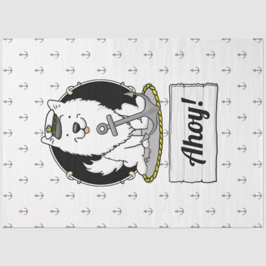 Boating Sailing Nautical American Eskimo Dog Cute Tissuepapier (Voorkant)