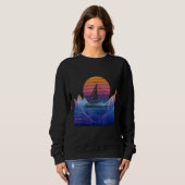 Boating Sailing Sailor Vaporwave Sunset Sail Boat  Trui (Voorkant volledig)