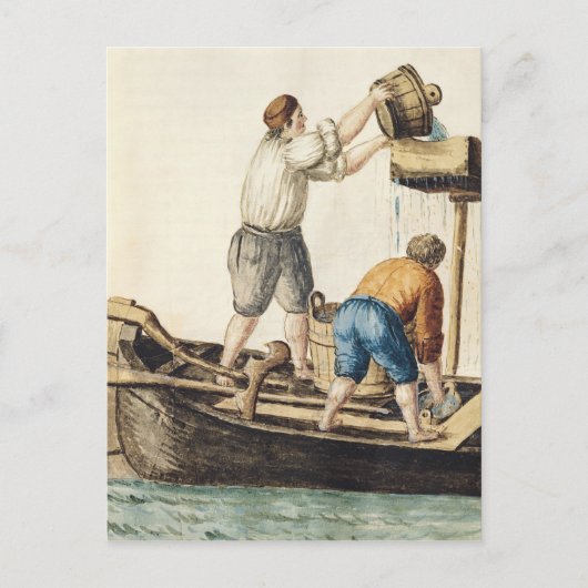 Boatmen die vers water in de pijpleidingen pompen briefkaart (Voorkant)