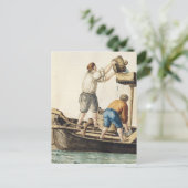 Boatmen die vers water in de pijpleidingen pompen briefkaart (Staand voorkant)
