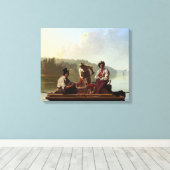 Boatmen op de Missouri Canvas Afdruk (Insitu (Houten vloer))