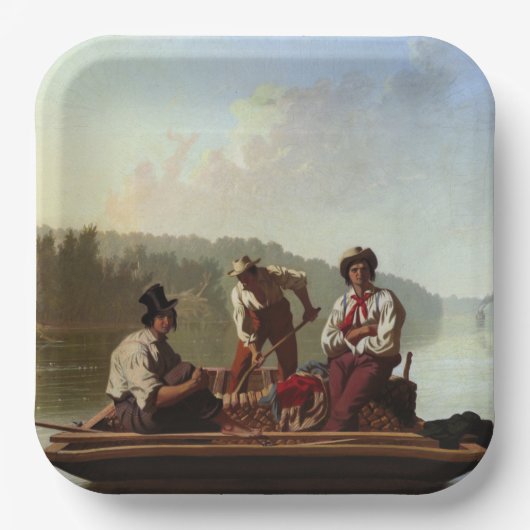 Boatmen op de Missouri Papieren Bordje (Voorkant)