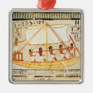 Boatmen op de Nijl, van de Tomb van Sennefe Metalen Ornament