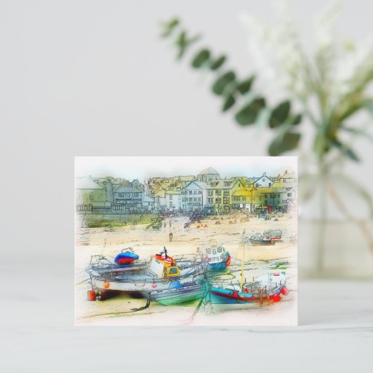 BOATS ALS PIJNEN BRIEFKAART (Staand voorkant)